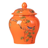 Maxbell Chinese Style Porcelain Ginger Jar Home Decor Airtight Lid Storage Jar Can