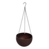 Max Plastic Flower Pot Hanging Basket Balcony Garden Plant Planter Chain Brown