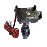Maxbell Alloy Motorcycles Handlebar Mobile Phone Holder Clamp w/ USB Charger Black