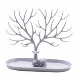 Maxbell Deer Sculpture Jewelry Tree Stand Hanger Organizer Birthday Gift Light Grey