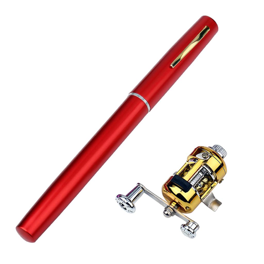Maxbell Mini Telescopic FISHING ROD POLE WITH DRUM REEL 2.1:1 Gear Ratio Red