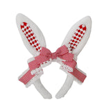 Maxbell Plush Bunny Ears Headband with Bowknot for Halloween Party Adults Red