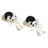 Maxbell 2x Chinese Style Hair Clips Panda Barrette Hanfu Qipao Tassel Snap Hairpins White