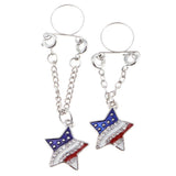Maxbell 2pcs Crystal Enamel America Flag USA Star Hearts Dangle NippleRing Pentagram