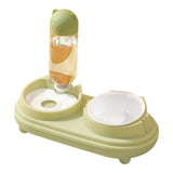 Maxbell Drinking Fountain Practical Tilted Cat Food Bowl for Rabbit Small Medium Dog Green