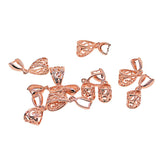 Max 10pcs filigree flower Pendant Pinch Bails Connector DIY Jewelry Rose Gold