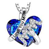 Maxbell Love Heart Shape Pendant Necklace Charms 45cm Length Chain Mother's Day Gift Blue