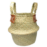Max StrawWoven Flower Pot Vase Basket Green Plant Holder 27x24cm Natural