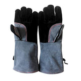 Max Pro Welding Gauntlets Protective Gloves Heat Resistant Leather Black Grey