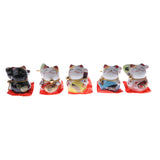 Maxbell 5pcs Waving Hand Fortune Cat Animal Statue Figure Toy Home Decoration #C
