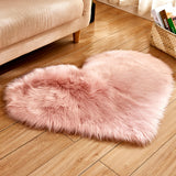 Max Heart Shape Shaggy Faux Sheepskin Area Rug Floor Carpet Mat Pink