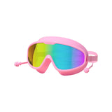 Maxbell Swimming Goggles Swim Glasses Large Frame Diving Glasses with Earplugs Pink Plating Bagged