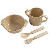 Maxbell Eco-Friendly Rice Husk Fiber 4PCS Baby Tableware Cutlery Baby Feeding Set