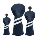 Maxbell 3x Golf Wood Head Cover Headcover with Interchangeable Number Tag Protector Dark Blue