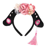 Maxbell Chinese Ancient Headband Headpiece Dress up for Carnival Cosplay Photo Props Pink Rose