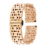 Maxbell Stainless Steel Watch Band Butterfly Folding Clasp 24mm Rose Gold