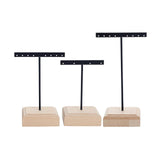 Maxbell 3x Earrings Display Stand Holder Wooden Base for Rings Tradeshow Shops Black