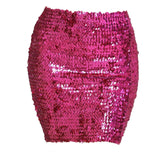Maxbell Fashion Women Skirts Girl Mini Sequin Short Bling Wrap Skirt Streetwear rose red
