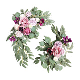 Maxbell 2 Pieces Artificial Wreath Home Decor Front Door Ornament Flower Swag Window Style I