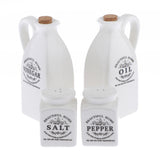 Maxbell 4Pcs White Ceramic Cruet Set for Oil Vinegar Salt Pepper Kitchen Tool Gadget