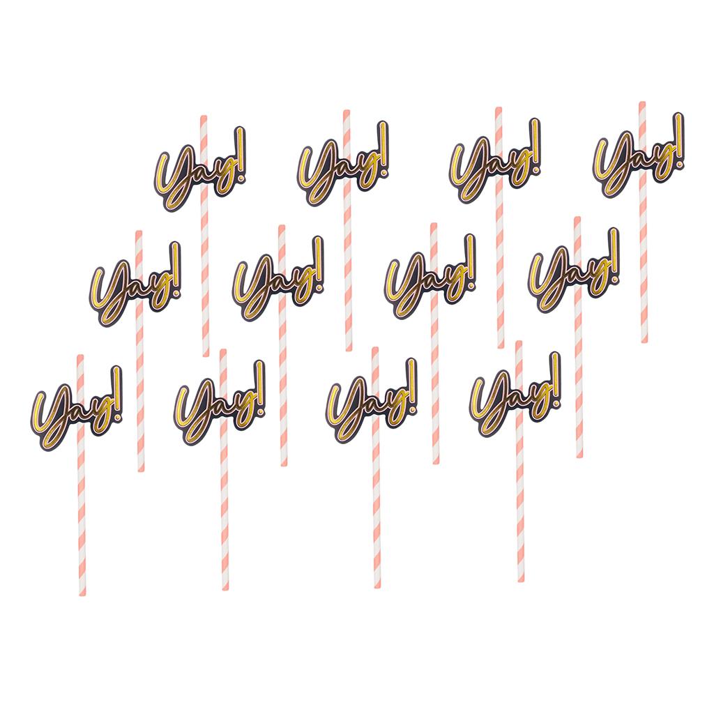 Max 12 Pieces Party Paper Straws Rainbow Stripe Paper Drinking Straw Light Pink