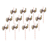 Max 12 Pieces Party Paper Straws Rainbow Stripe Paper Drinking Straw Light Pink