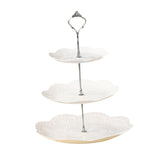 Maxbell Storage Tray Dessert Tower 3 Layer Cupcake Dessert Candy Dish for Dresser silver 33cm
