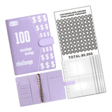 Maxbell 100 Envelope Saving Challenge Binder Reusable Budget Planner for Girls Boys Purple