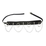 Maxbell Waist Belt with Chain Outfits Waistband PU Leather for Disco Dancing Party black