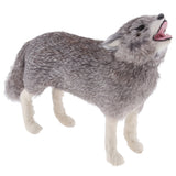 Max Plastic Animal Model Figurines for Kids Gift Home Decor Howling Wolf Grey