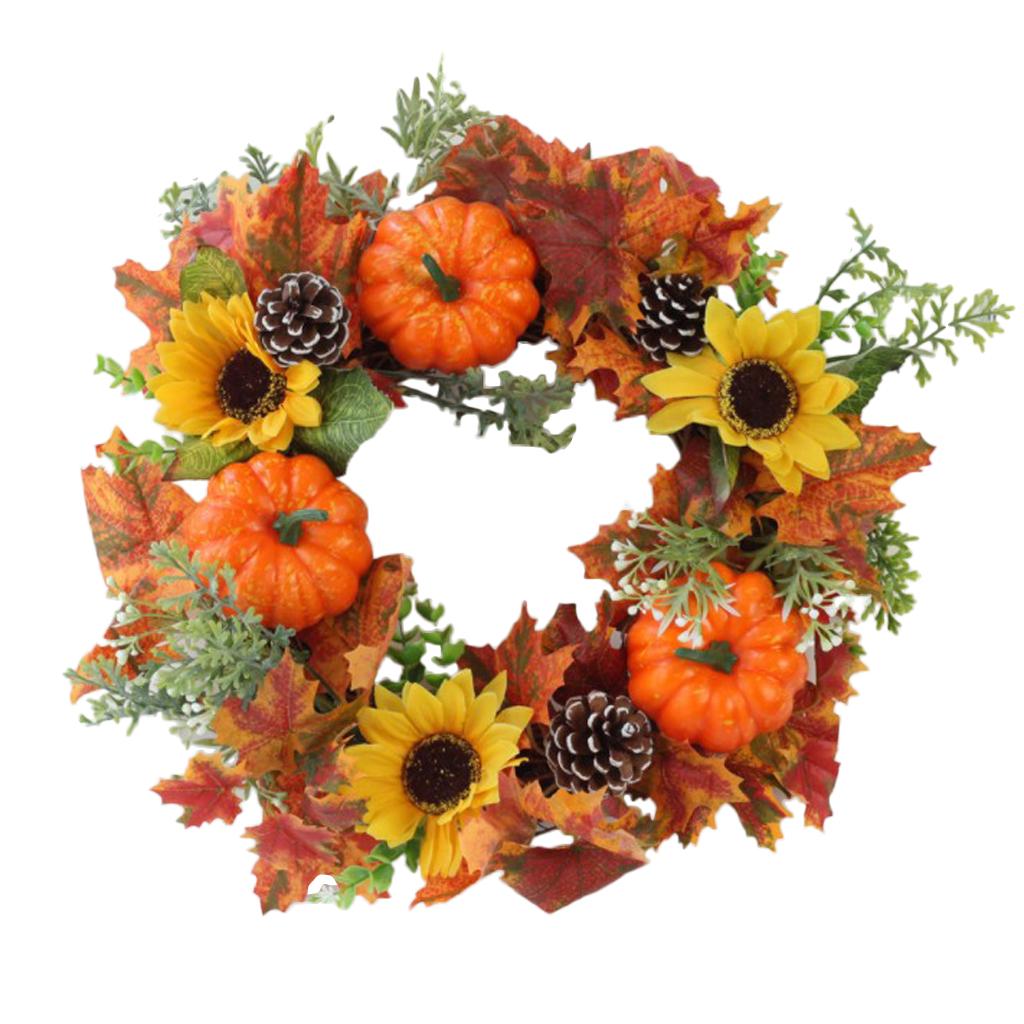Max Artificial Flowers Garland Fall Wreath Door Decorations Pumpkin Sunflower