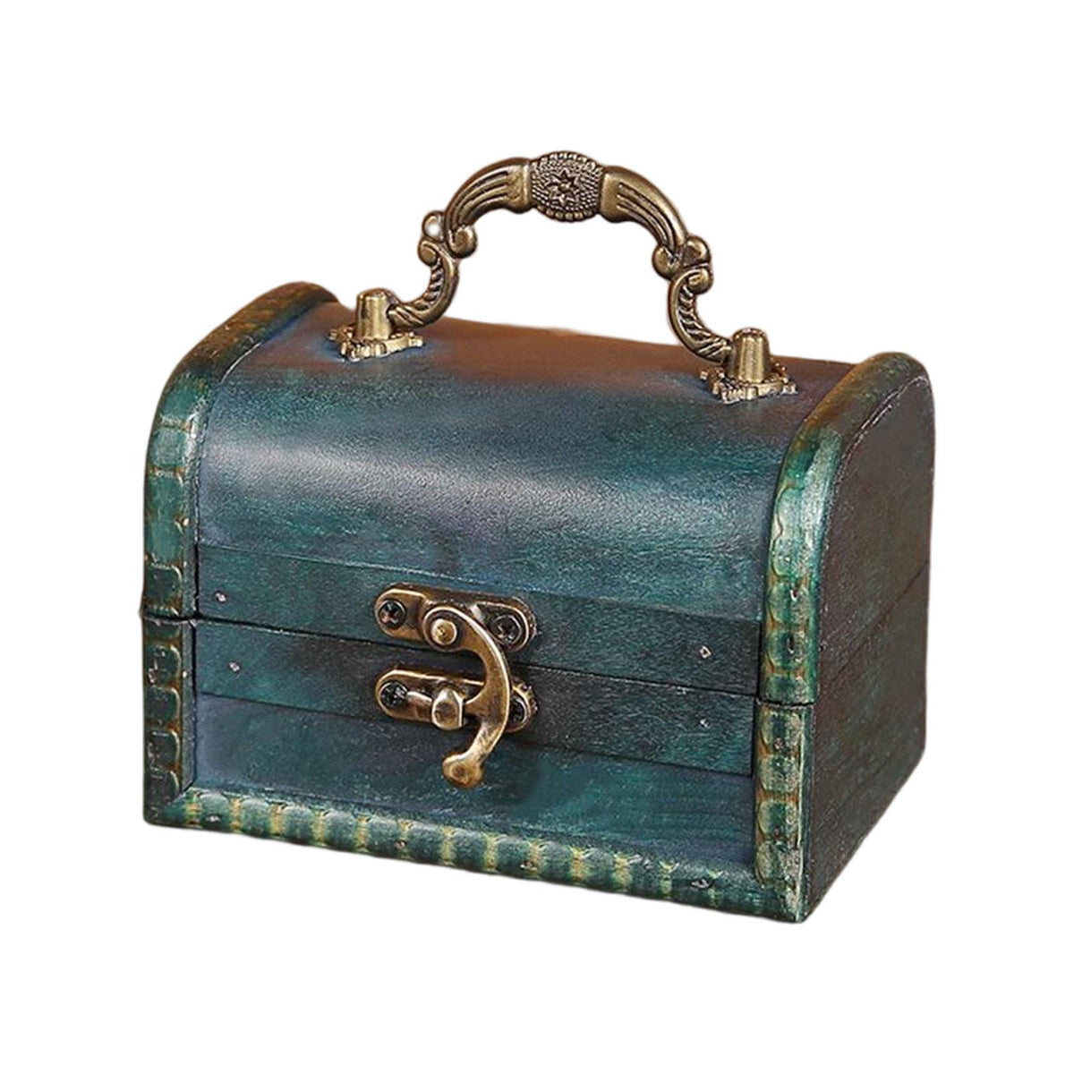 Maxbell Antique Treasure Chest Decorative Wooden Lock Box for Treasures Gift Money Emerald