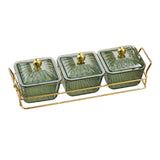 Maxbell Divided Serving Dishes Modern Dried Fruit Plate for Cupcake Living Room Home 3 Grids Green
