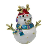 Maxbell Enameled Jewelry Trinket Box Unique Alloy Snowman Ornaments Statue for Ring