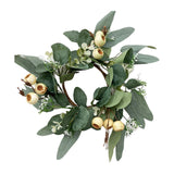 Maxbell Artificial Eucalyptus Leaves Candles Wreaths for Table Decoration Style C