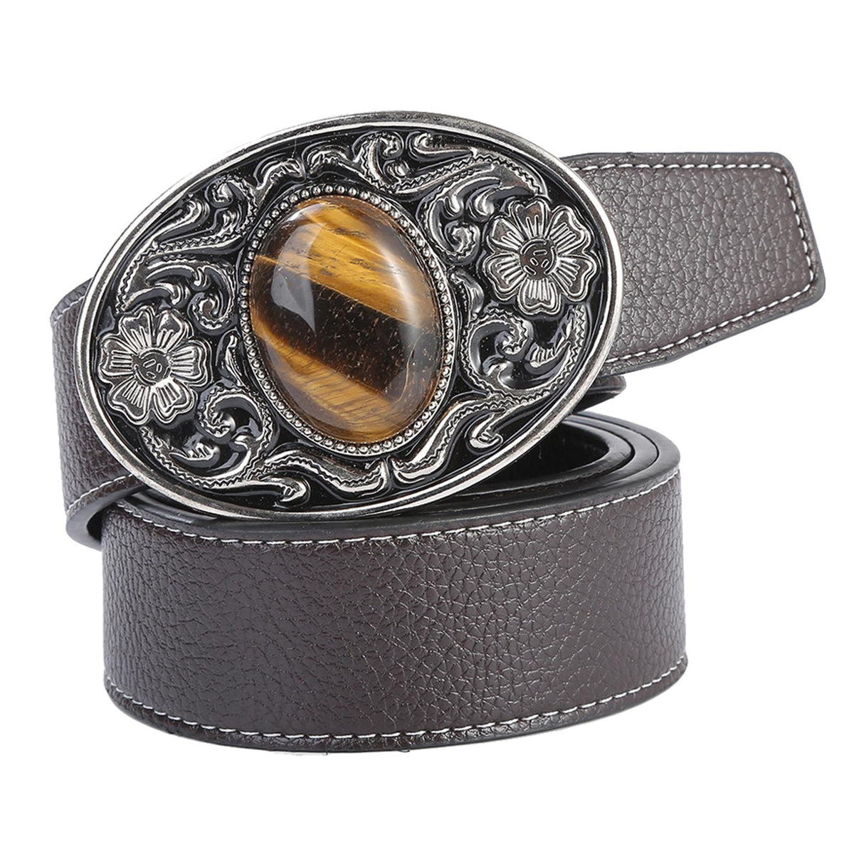 Maxbell Waist Belt for Men Casual 1.5" (38mm) Wide PU Leather Fashion 47" Long Coffee