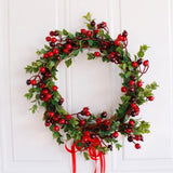 Maxbell Simulation Red Berries Leaves Flower Wreath Ring Xmas Home Door Wall Decor