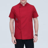 Maxbell Unisex Short Sleeves Chef Jacket Waiter Coat Cooks Uniform Apparel 3XL Red
