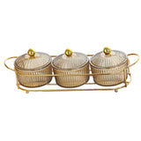 Maxbell Luxury Snack Dishes Multi Use Condiment Tray with Holder for Picnic Candies Brown 3 Bowls