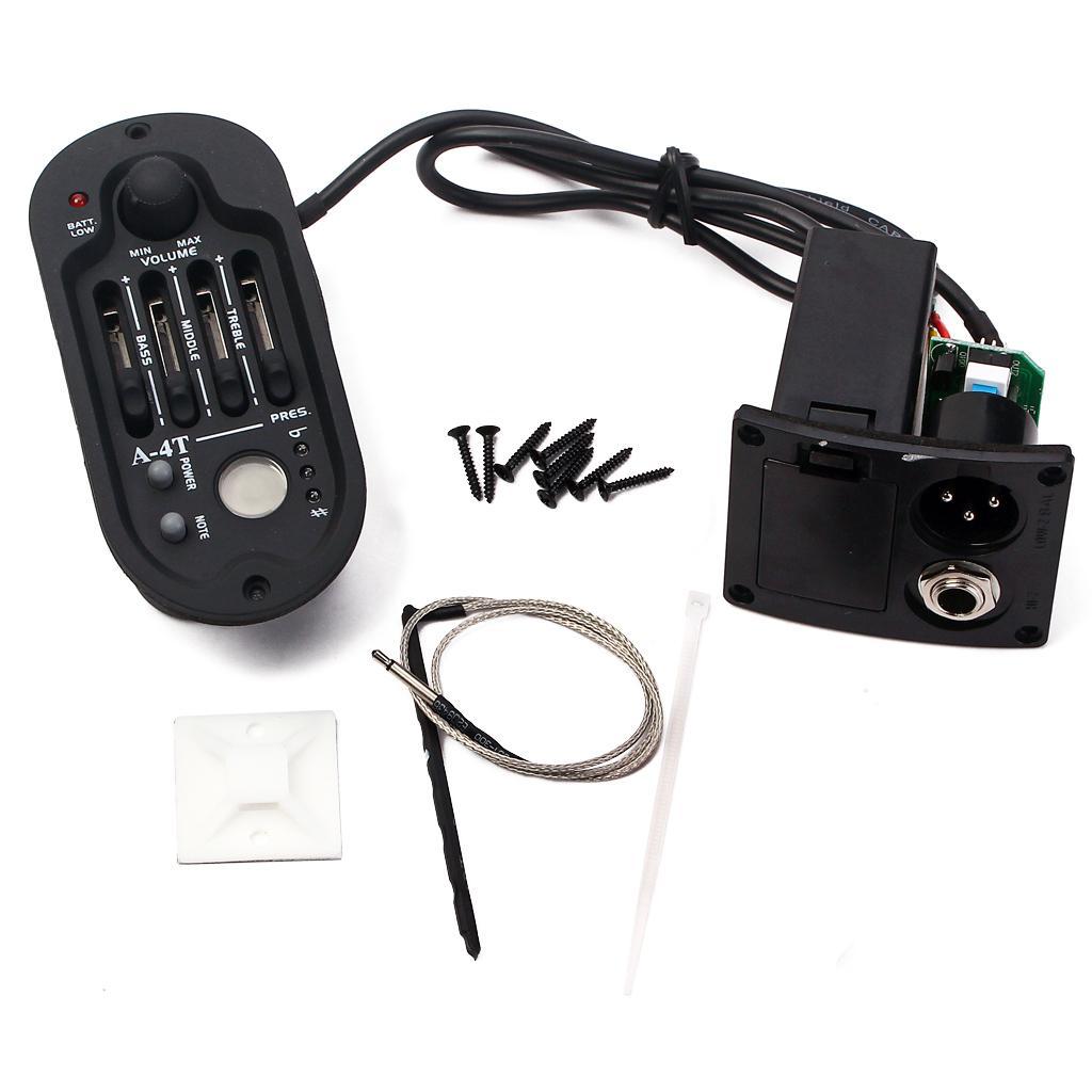 Maxbell 4 Band A-4T EQ Folk Guitar Preamp Equalizer Piezo Pickup with LCD Tuner 10cm