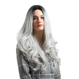 Max Maxb 26 inch Synthetic Long Curly Wigs for Women Cosplay Costume Full Wig Black Gray