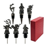 Maxbell 6Pcs Bottle Pourer Gift Durable Solid Creative Alloy for KTV Clubs Hotels Black
