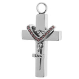 Maxbell Double Cross with Crystal Stainless Steel Cremation Family Keepsake Uncle
