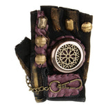 Max Steampunk Vintage Fingerless Artificial Leather Gloves Cosplay XL Right hand