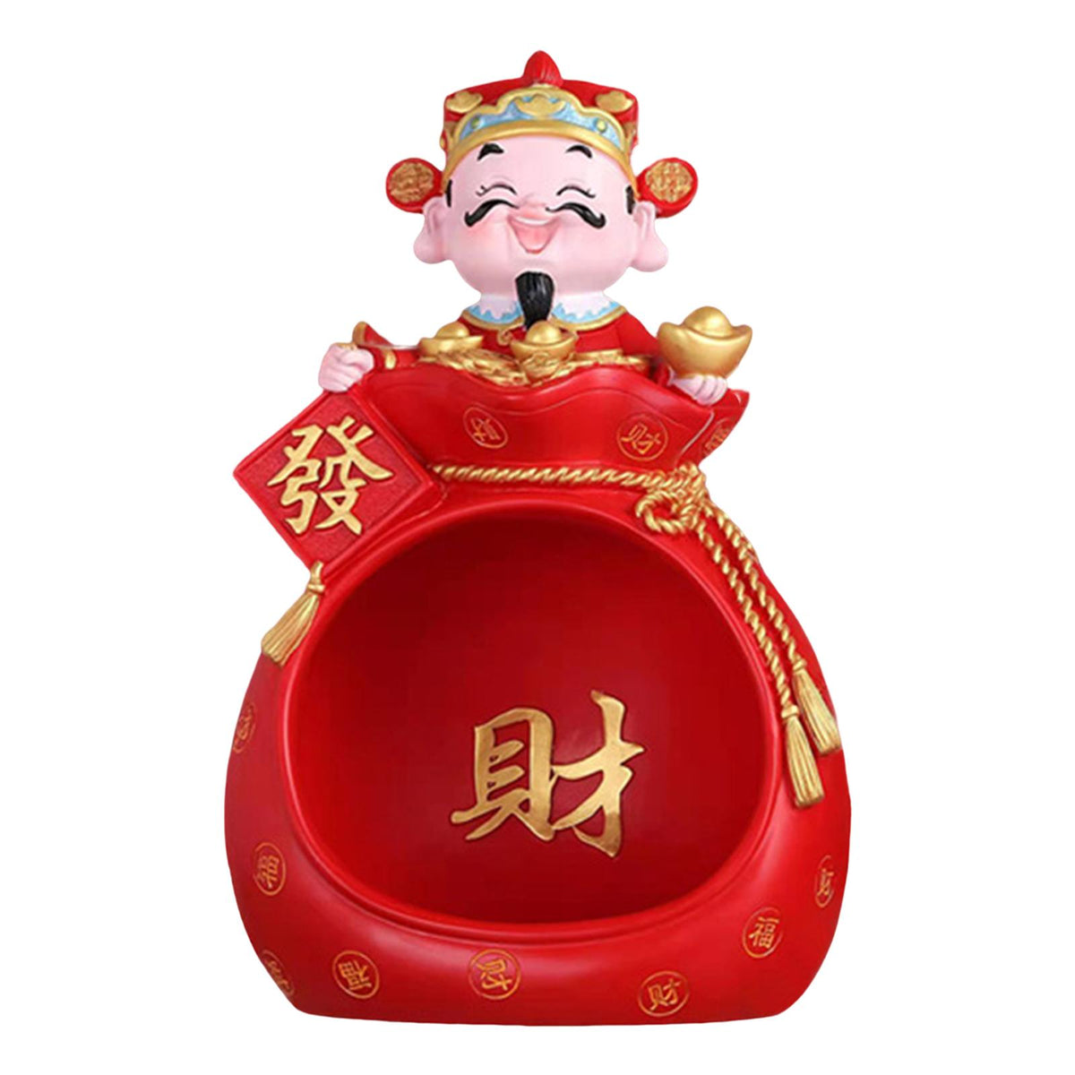 Maxbell God of Wealth Statue Storage Bowl Resin Mythological Figurine Sculpture StyleA