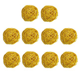 Max 10 Pcs Wicker Rattan Ball Ornaments Wedding Christmas Party Hanging Decor Yellow