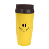 Maxbell Coverless Twist Cup Portable with Stainless Steel Straw Insulated Coffee Cup smile yellow