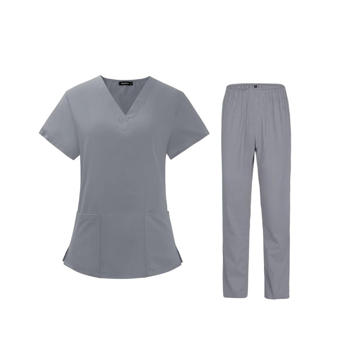Maxbell Scrubs Set for Women Breathable Scrub Top and Pants Set Nurse Uniform Gray L