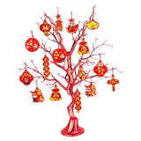 Maxbell Chinese New Year Decoration Artificial Bonsai Charm Pendants Home Decor with Pendant Red