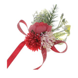 Maxbell Wrist Corsage Bracelet Silk Rose Hand Artificial Flowers for Ceremony Prom Red